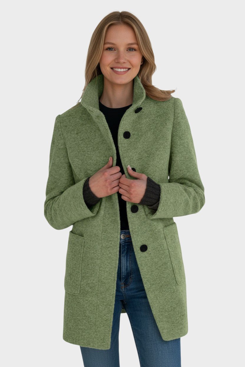 Classic Winter Tailored Stand-Collar Coat