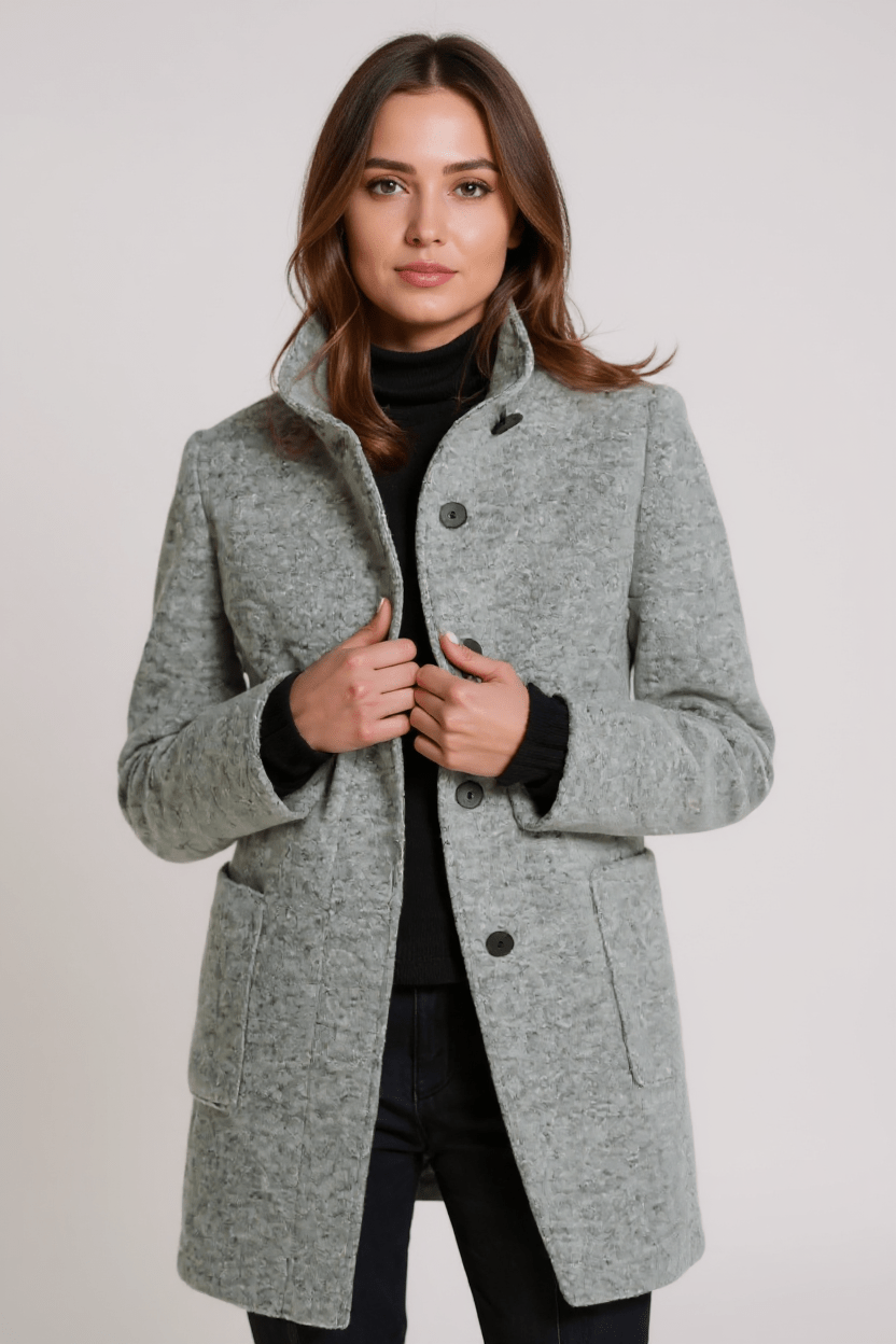 Classic Winter Tailored Stand-Collar Coat