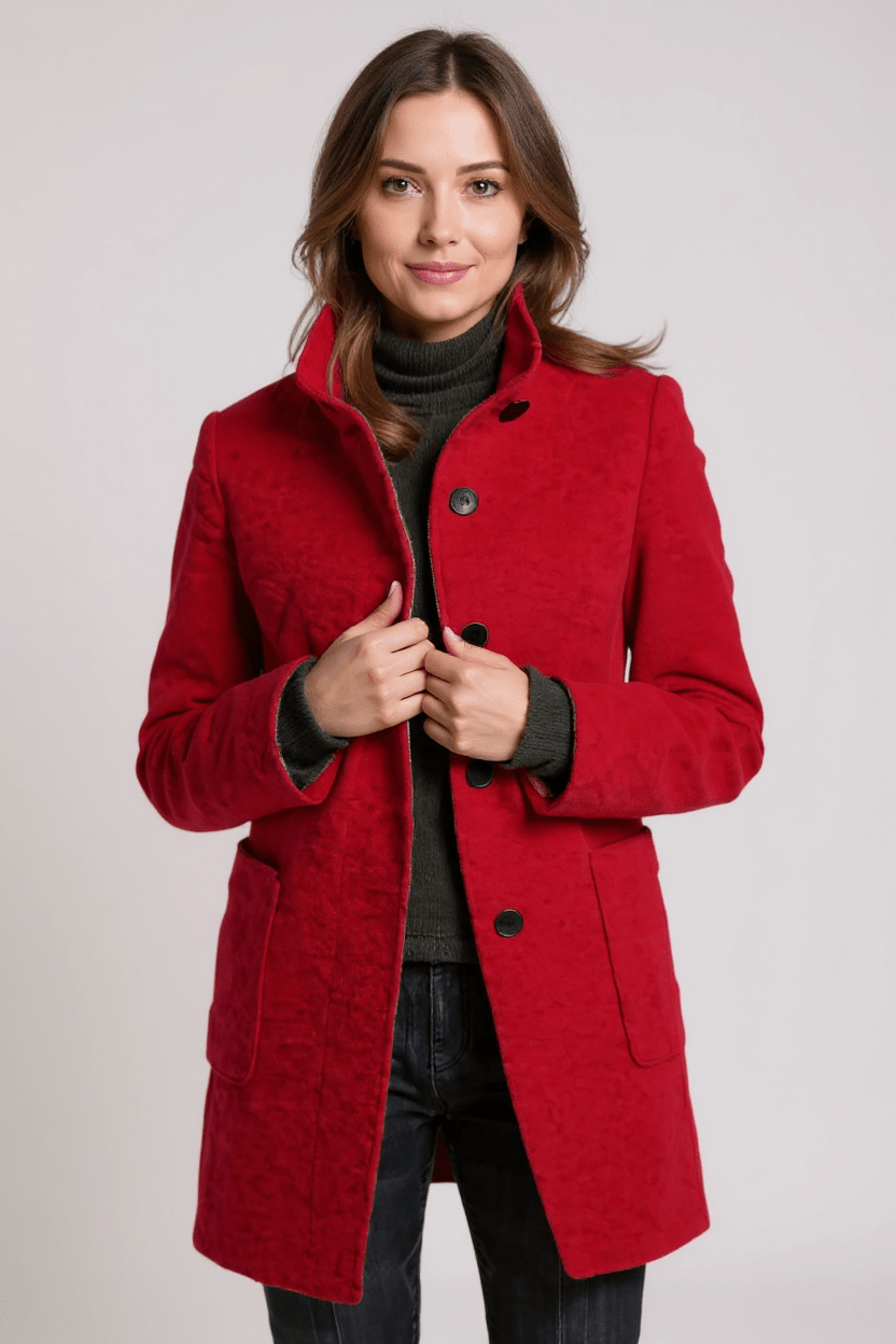 Classic Winter Tailored Stand-Collar Coat