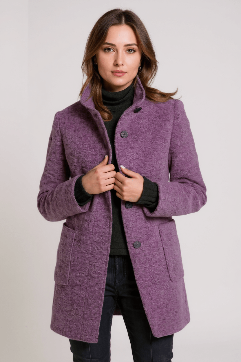 Classic Winter Tailored Stand-Collar Coat