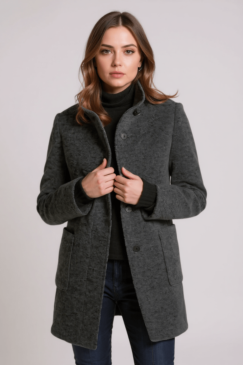 Classic Winter Tailored Stand-Collar Coat
