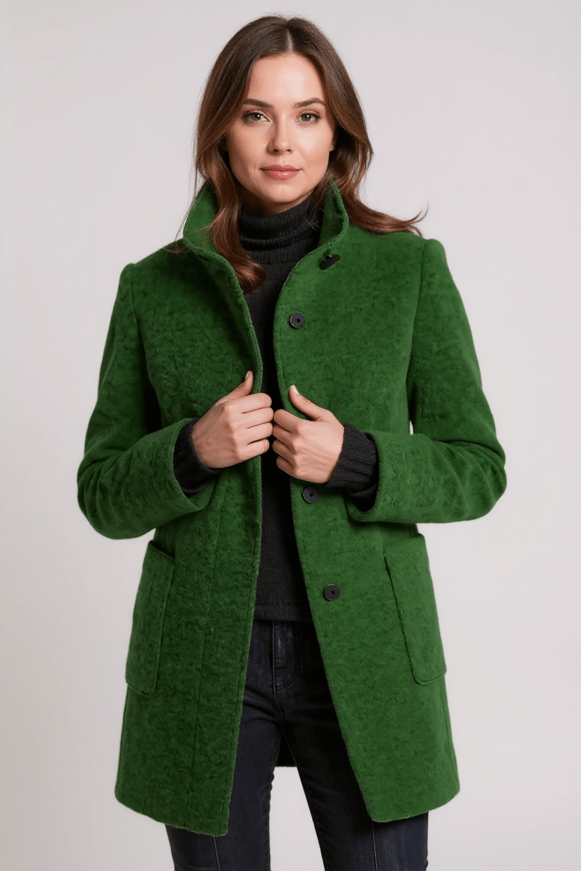 Classic Winter Tailored Stand-Collar Coat