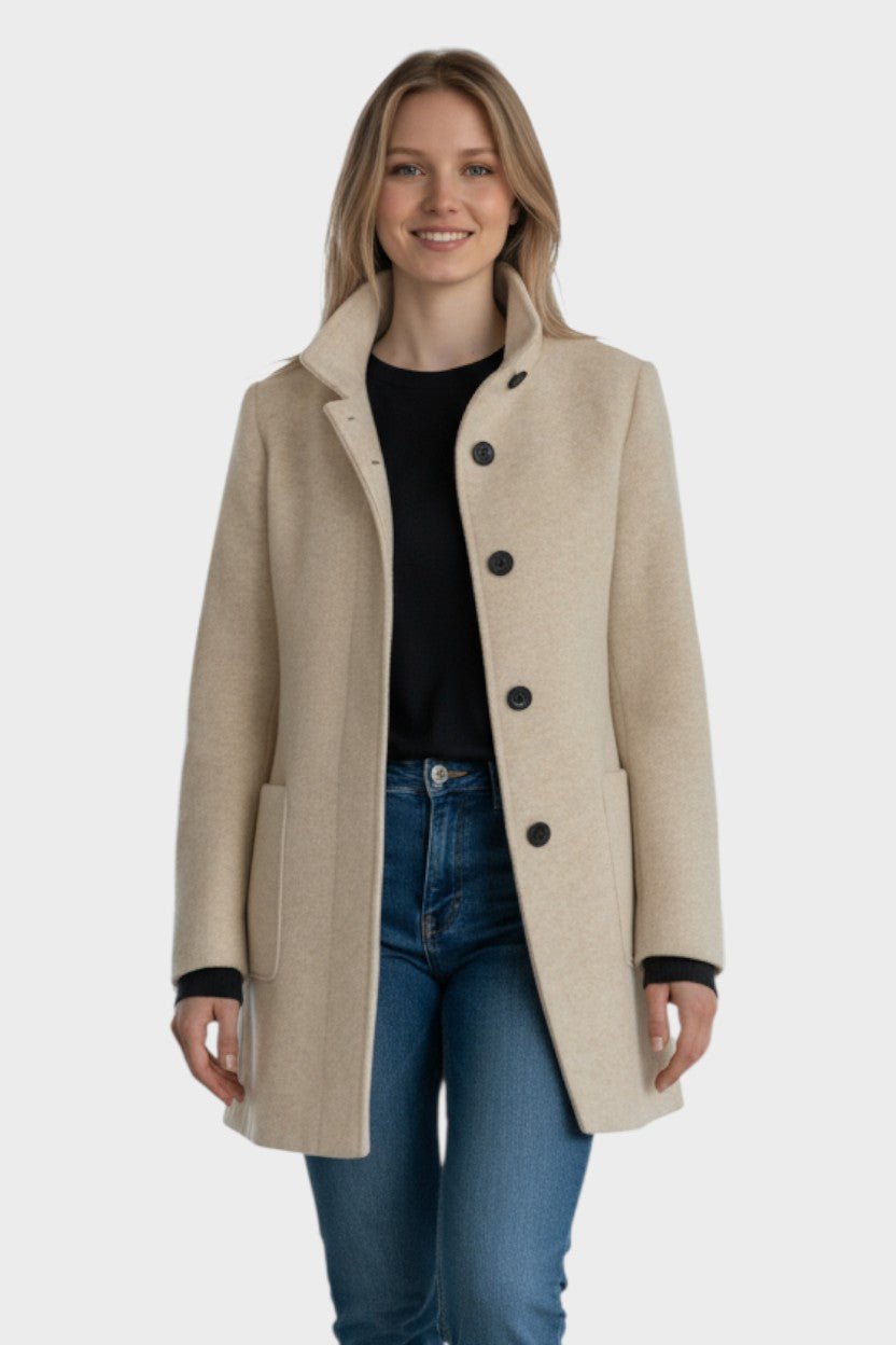 Classic Winter Tailored Stand-Collar Coat
