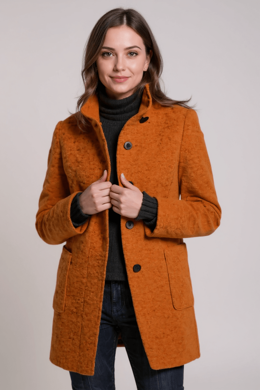 Classic Winter Tailored Stand-Collar Coat