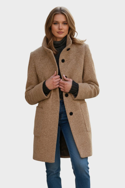 Classic Winter Tailored Stand-Collar Coat