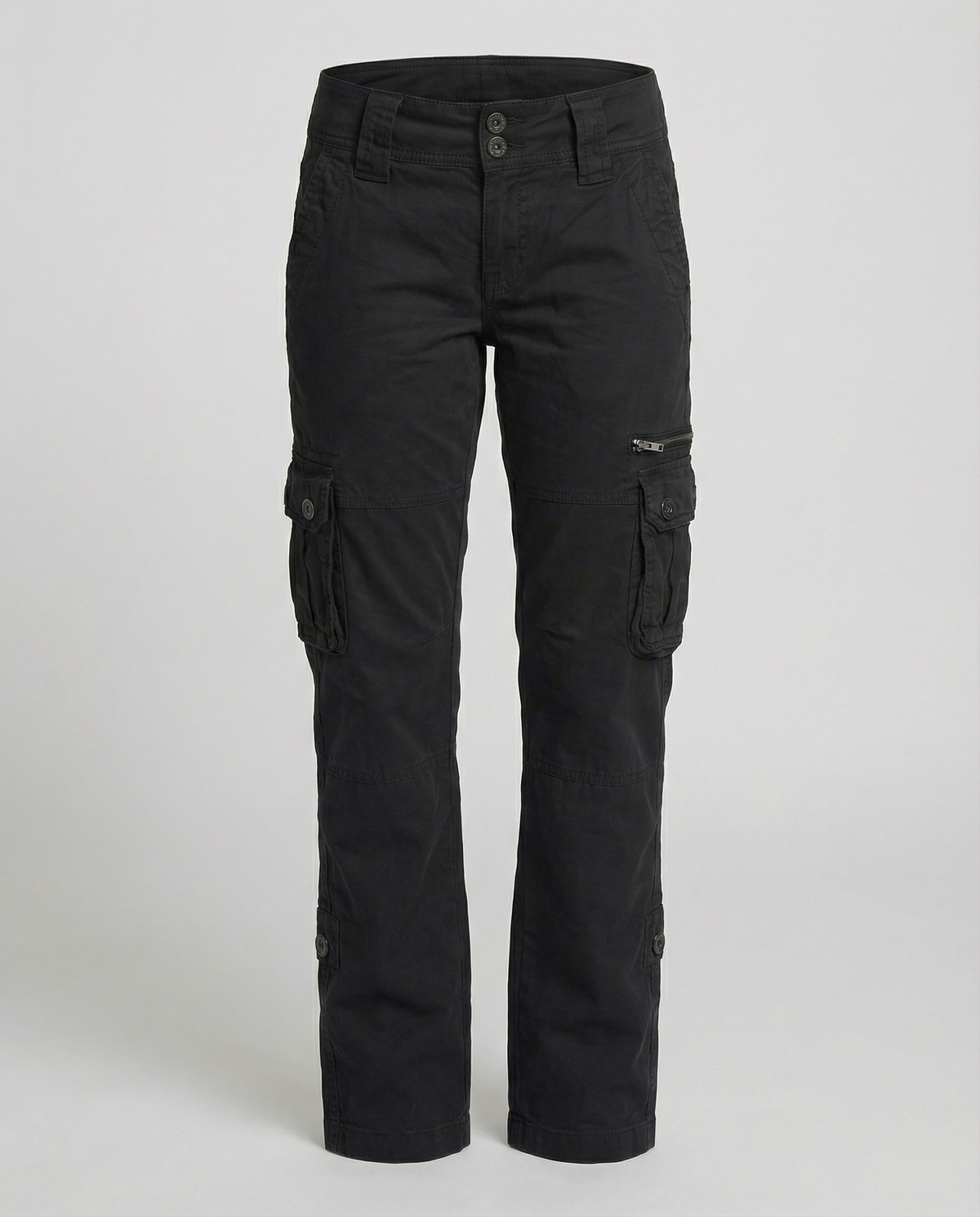 High-Waist Stretch Cargo Trousers