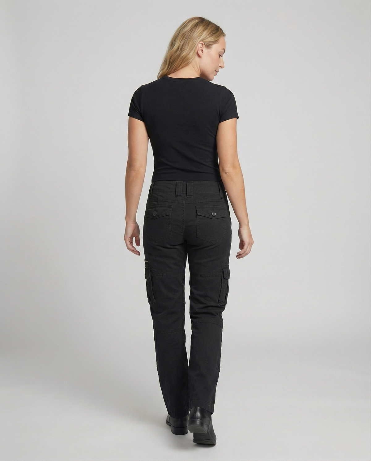 High-Waist Stretch Cargo Trousers