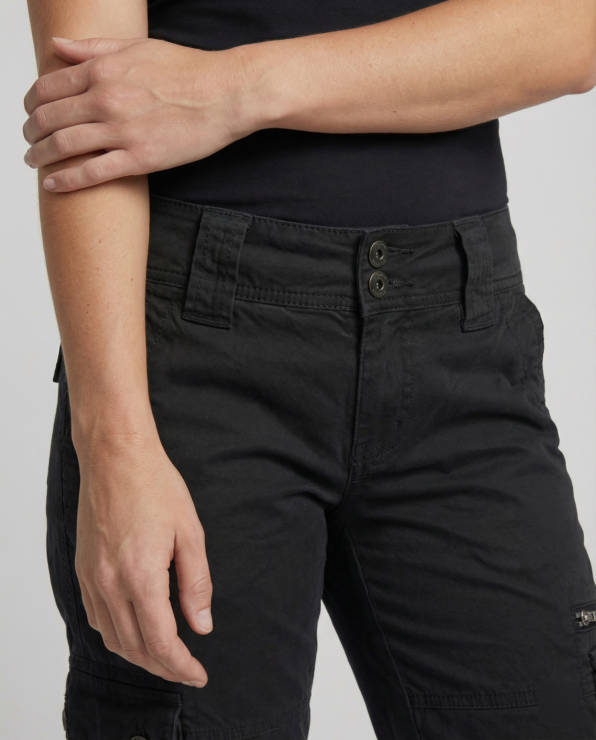 High-Waist Stretch Cargo Trousers