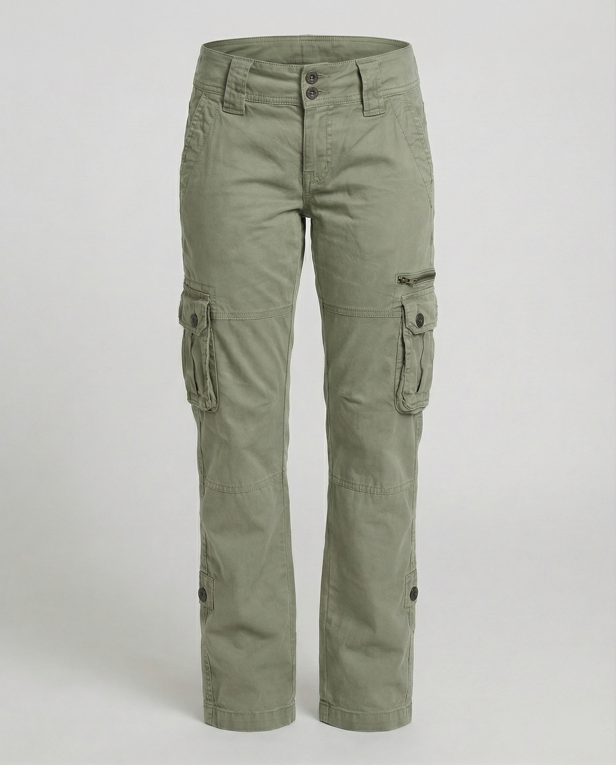 High-Waist Stretch Cargo Trousers