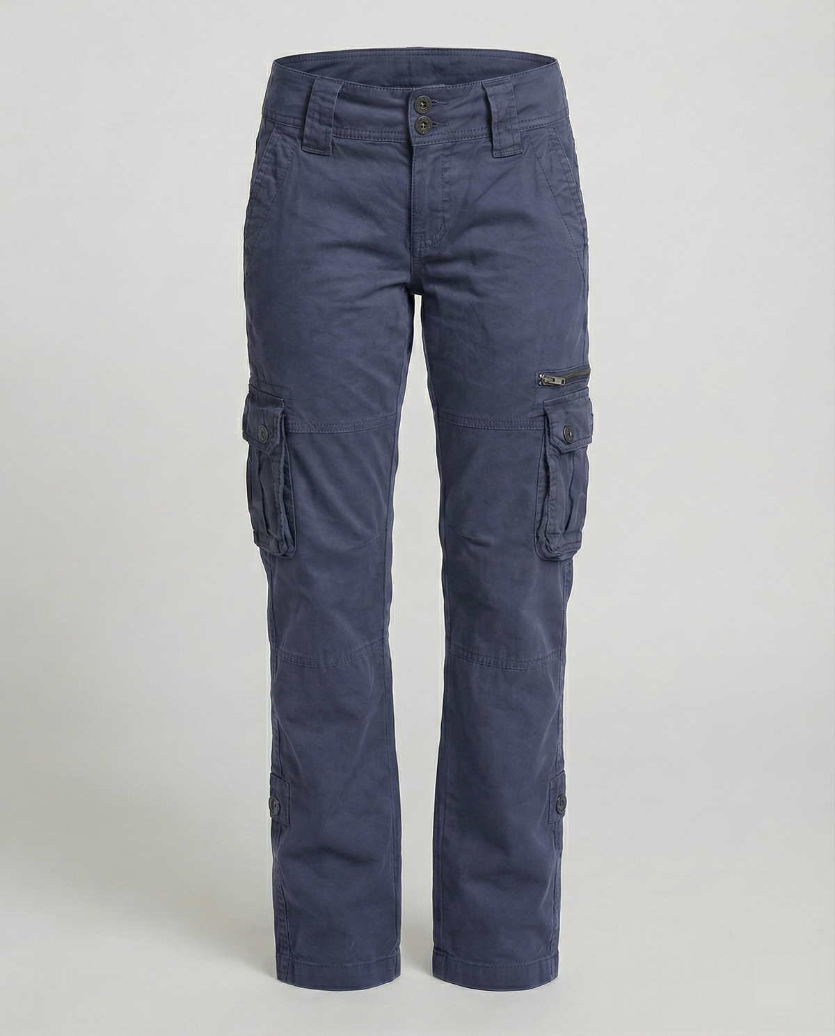High-Waist Stretch Cargo Trousers
