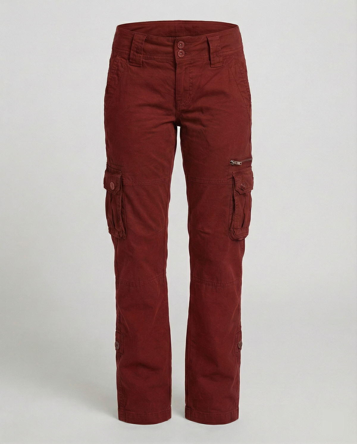 High-Waist Stretch Cargo Trousers