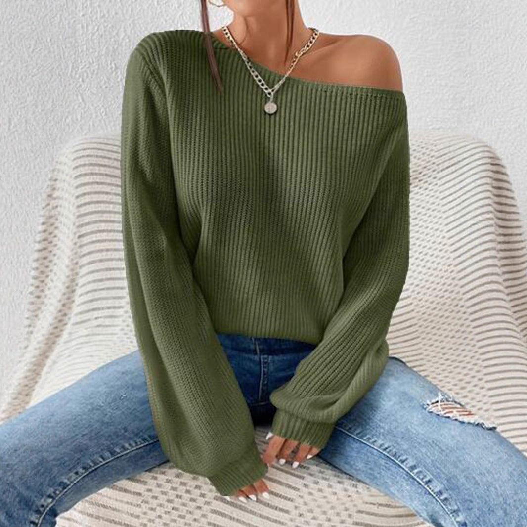 Off Shoulder Ribbed Knit Sweater