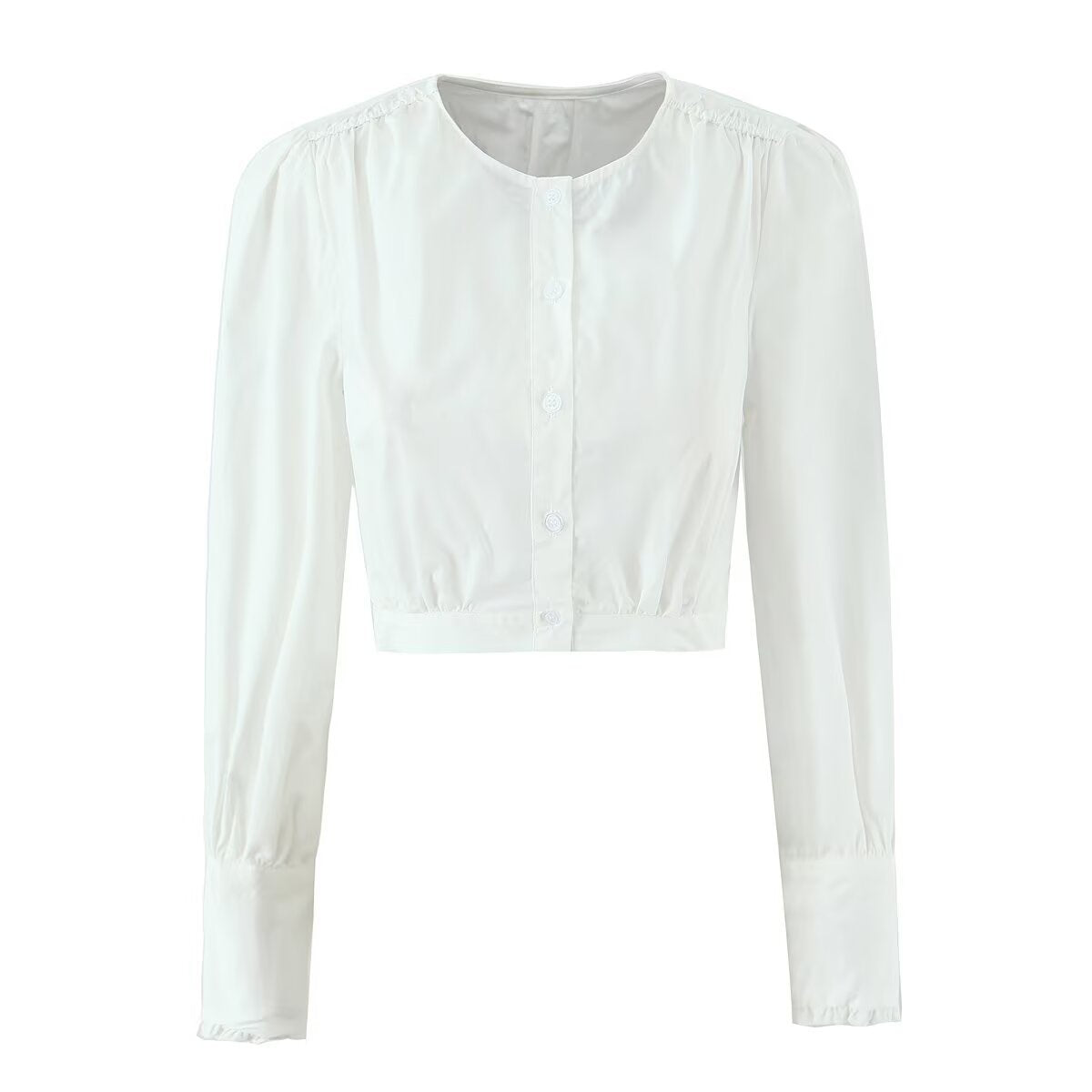 Cropped Long Sleeve Knit Top