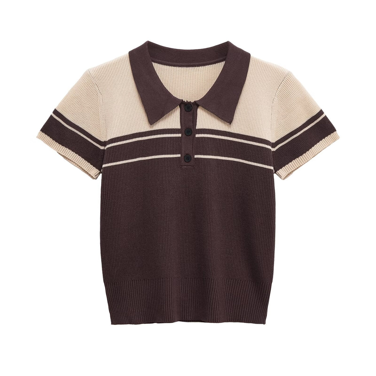 Contrast Trim Knit Polo Top