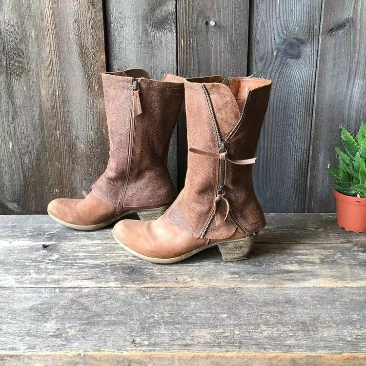 Layered Mid-Calf Boots