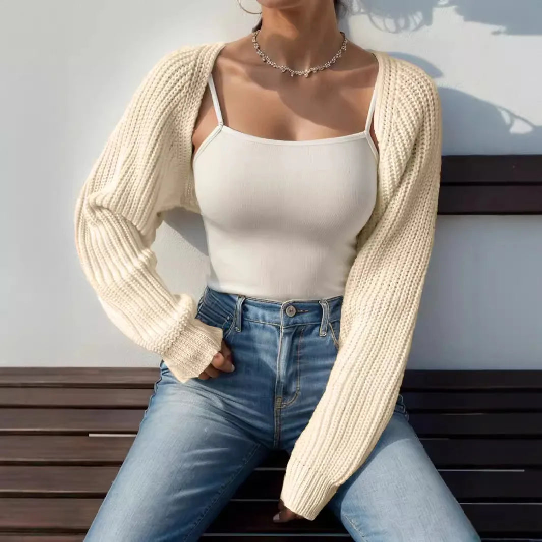 Cropped Open Front Knit Shrug