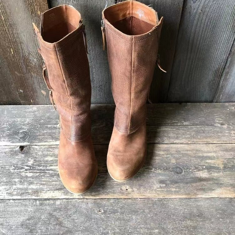Layered Mid-Calf Boots