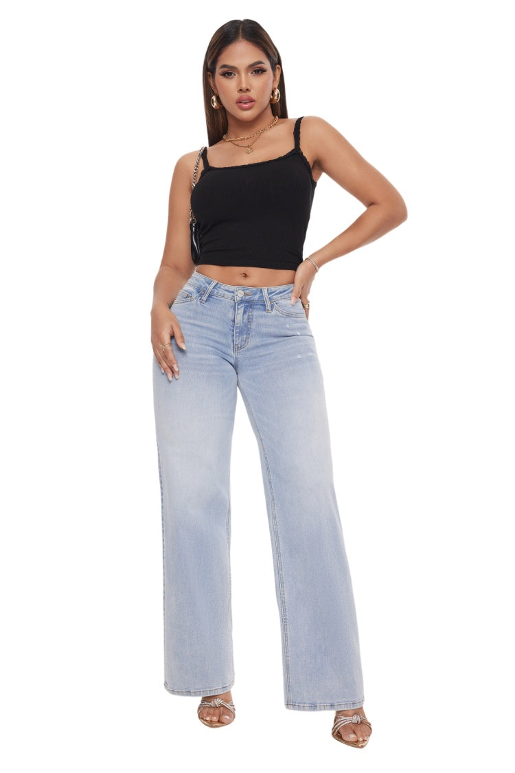 Mid-Rise Wide-Leg Jeans