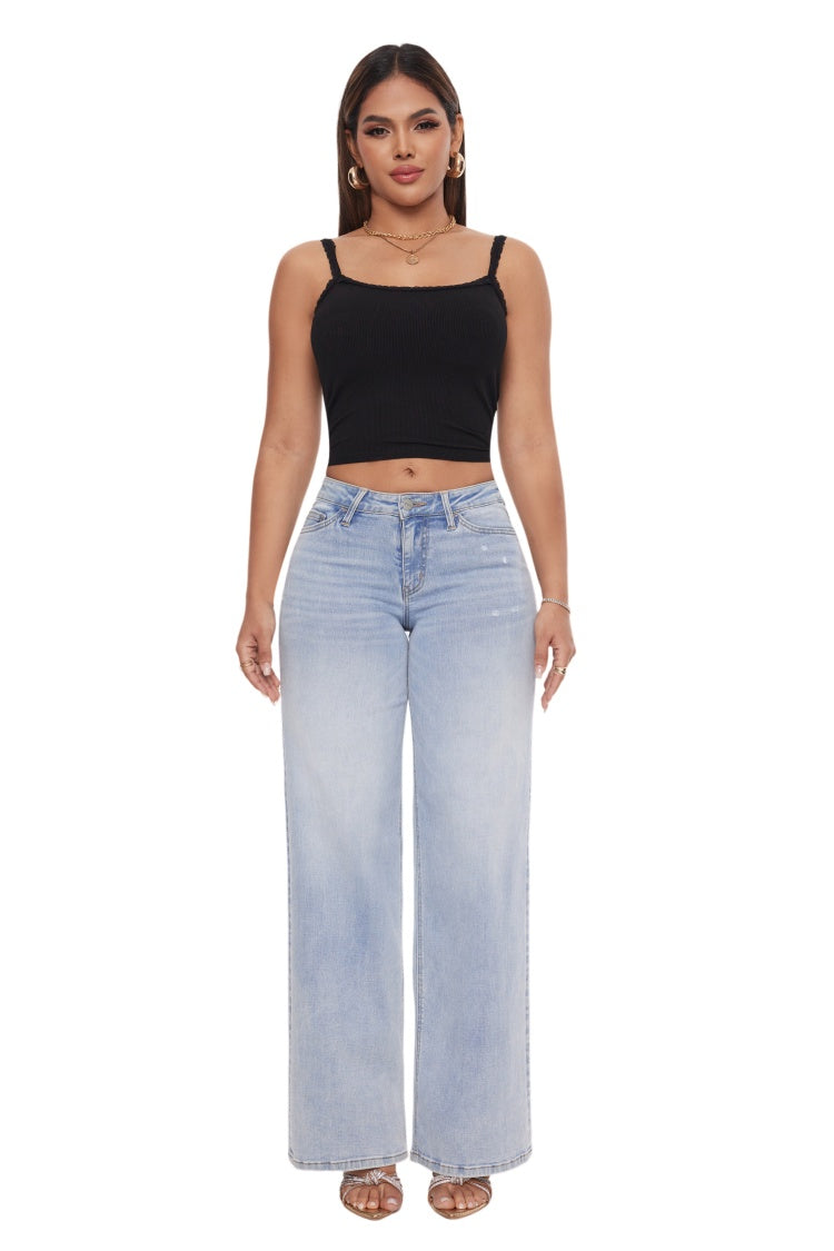 Mid-Rise Wide-Leg Jeans