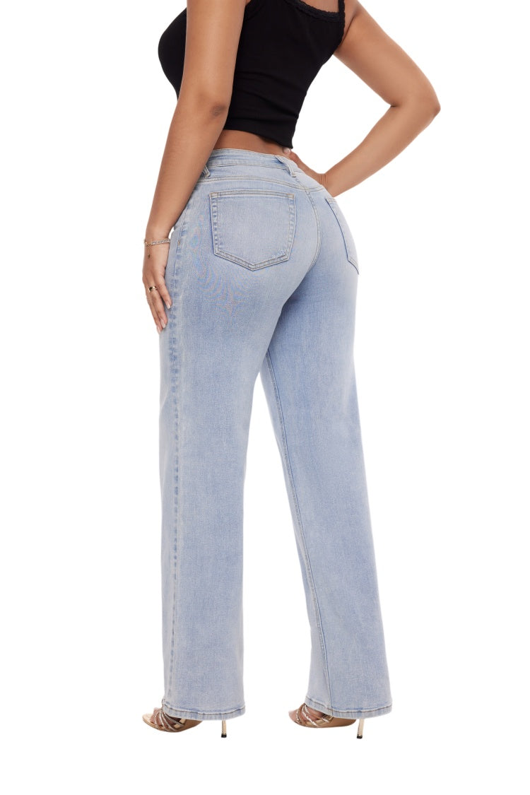 Mid-Rise Wide-Leg Jeans