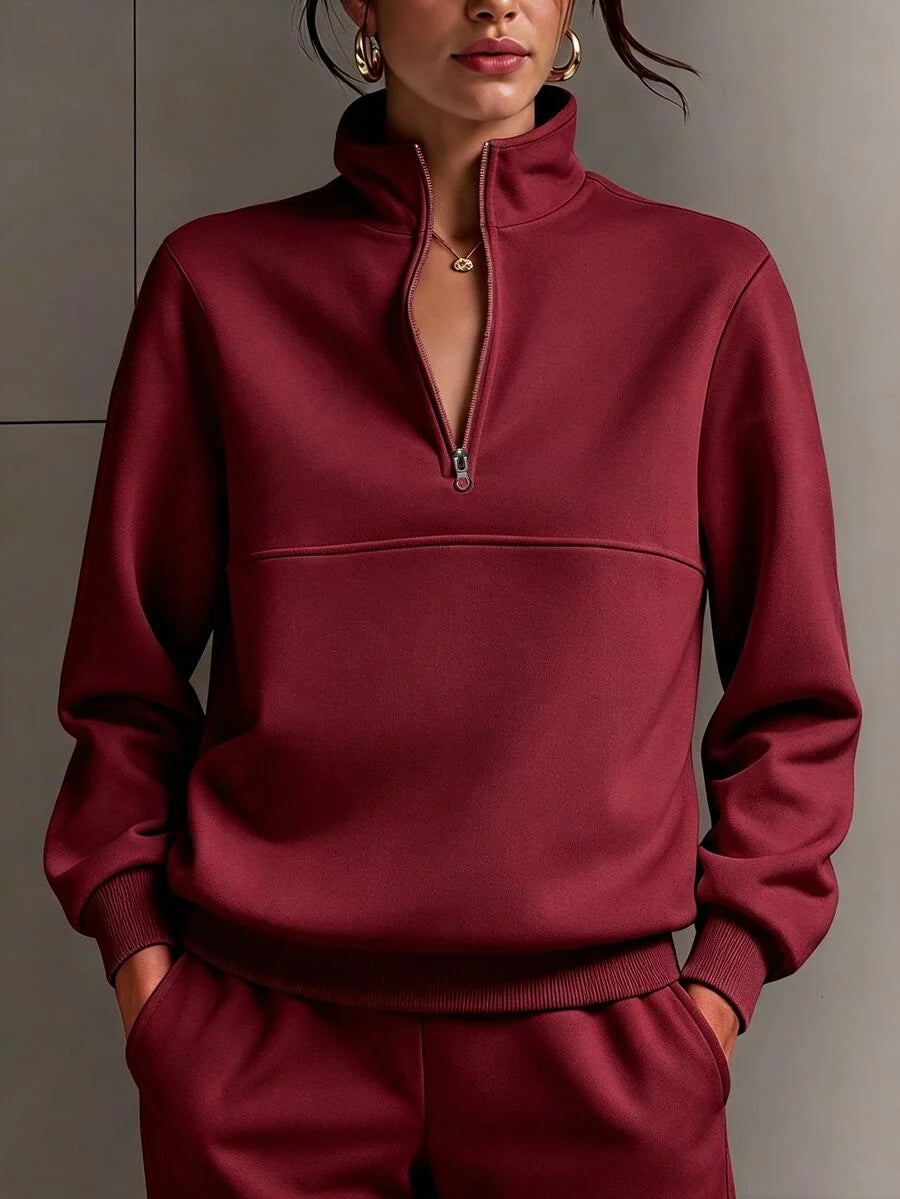 Half Zip Stand Collar Sweatshirt