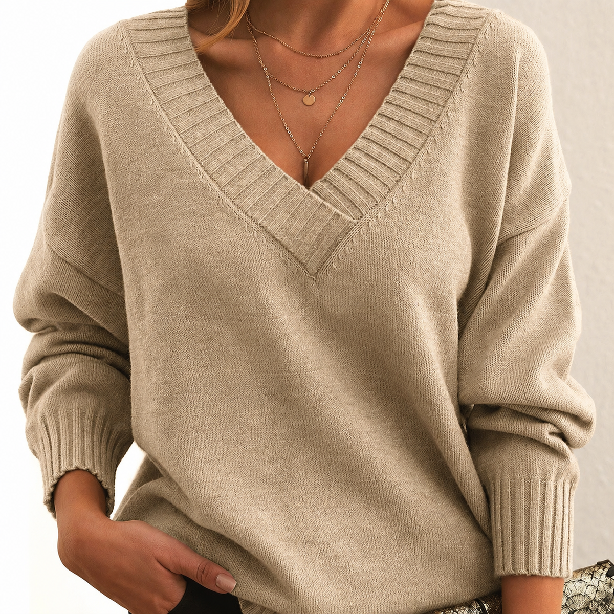 Relaxed-Fit V-Neck Sweater