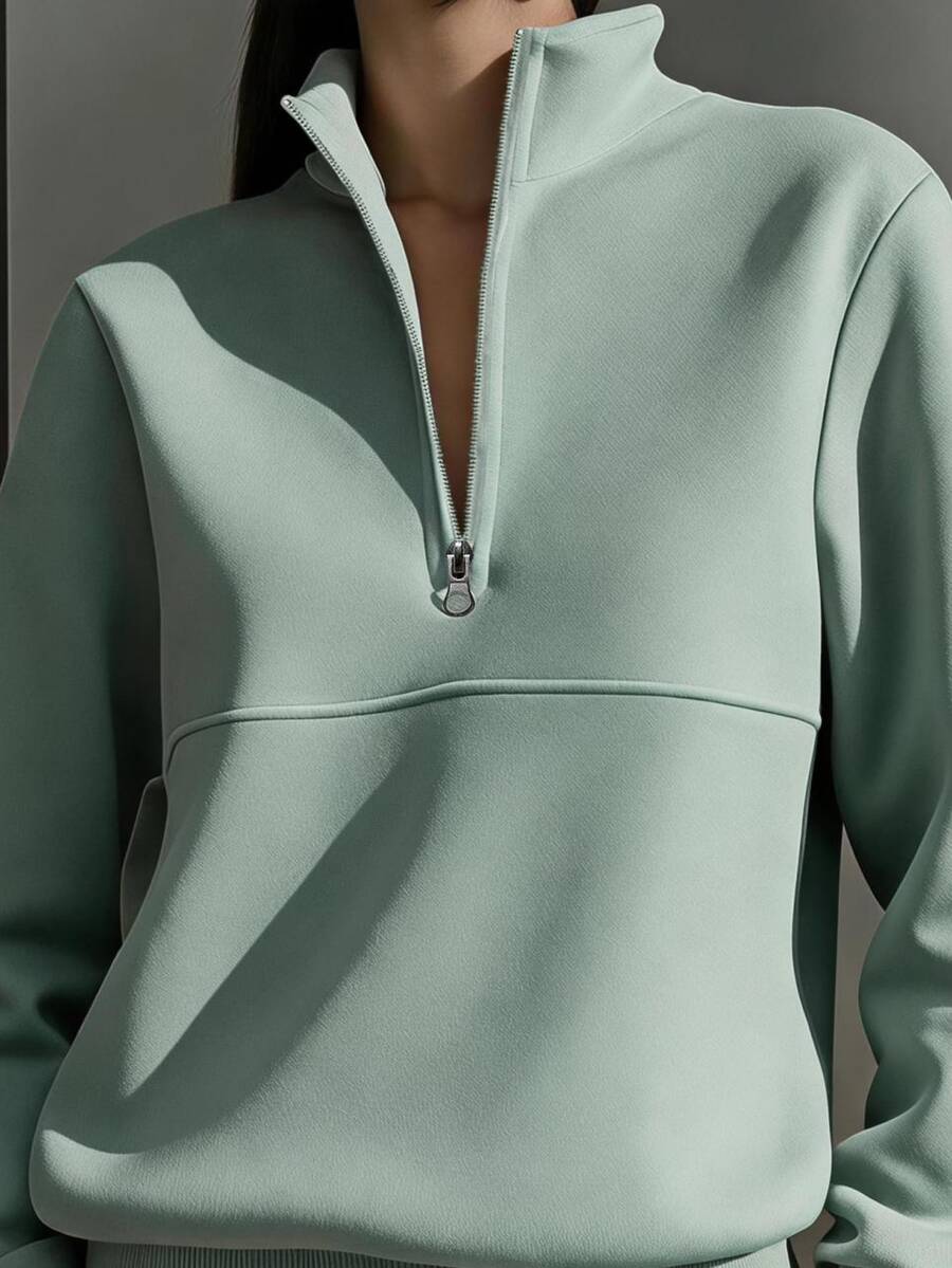 Half Zip Stand Collar Sweatshirt