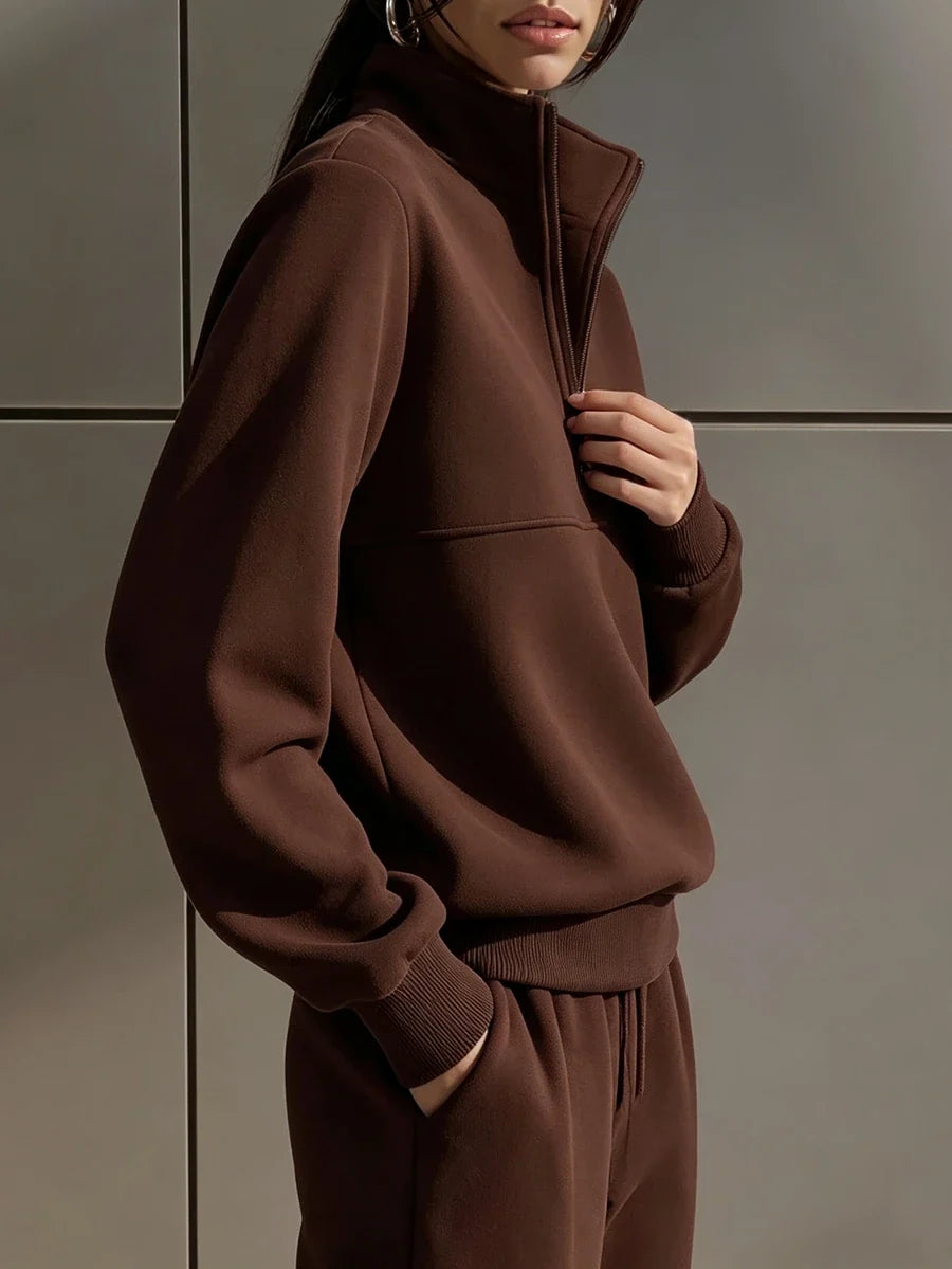 Half Zip Stand Collar Sweatshirt