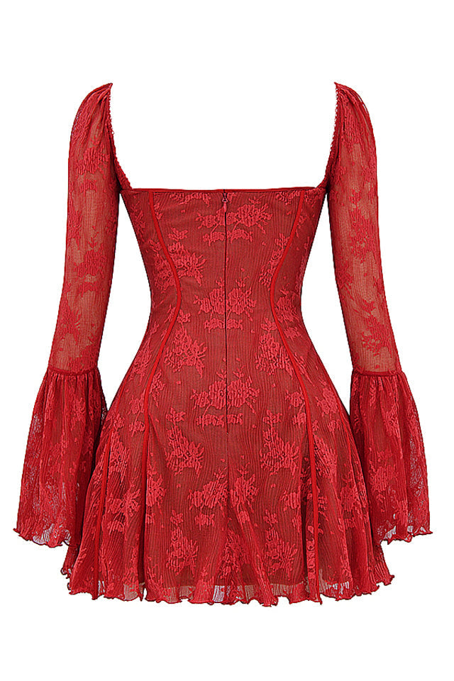 Sweetheart Bell-Sleeve Mini Dress