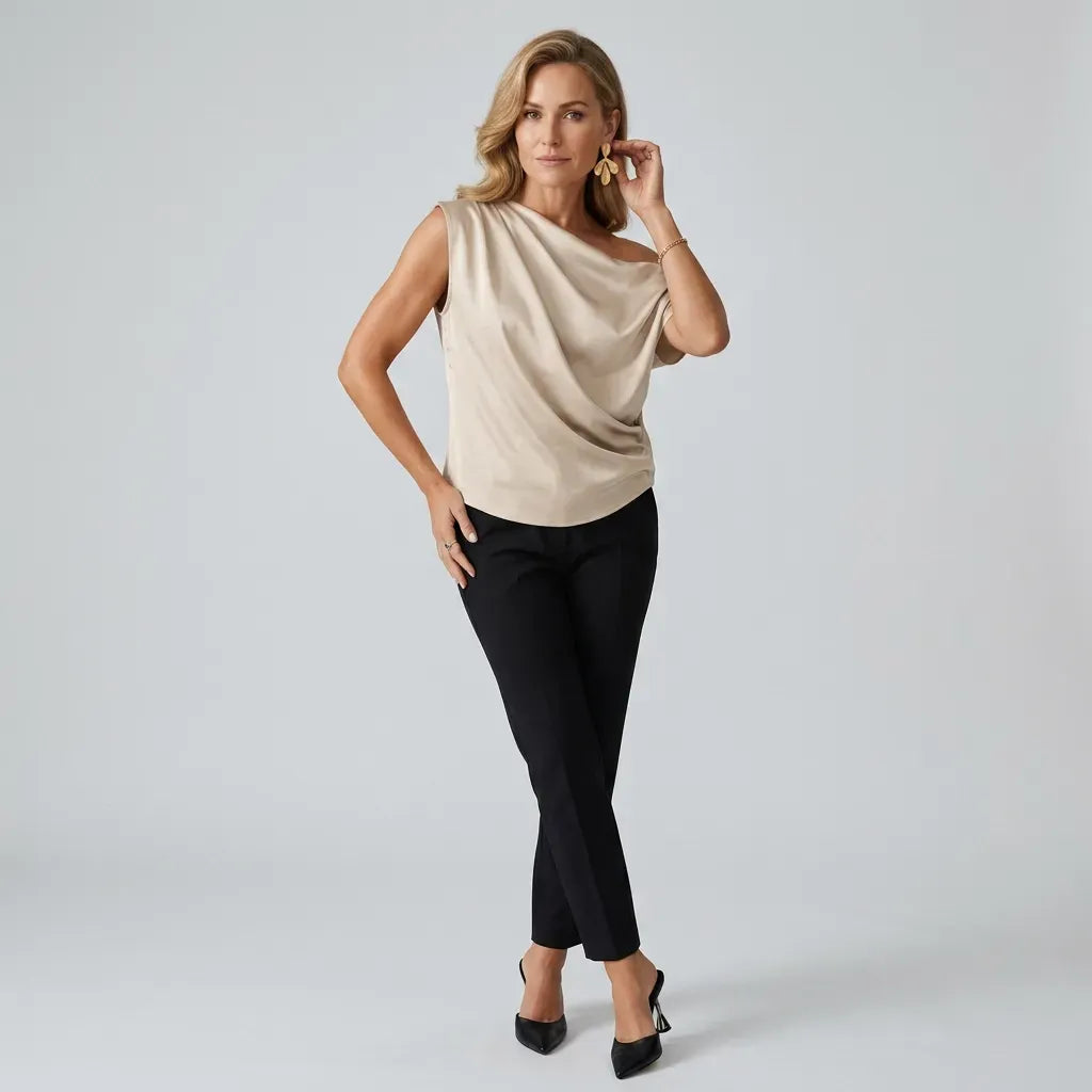 Draped One-Shoulder Top