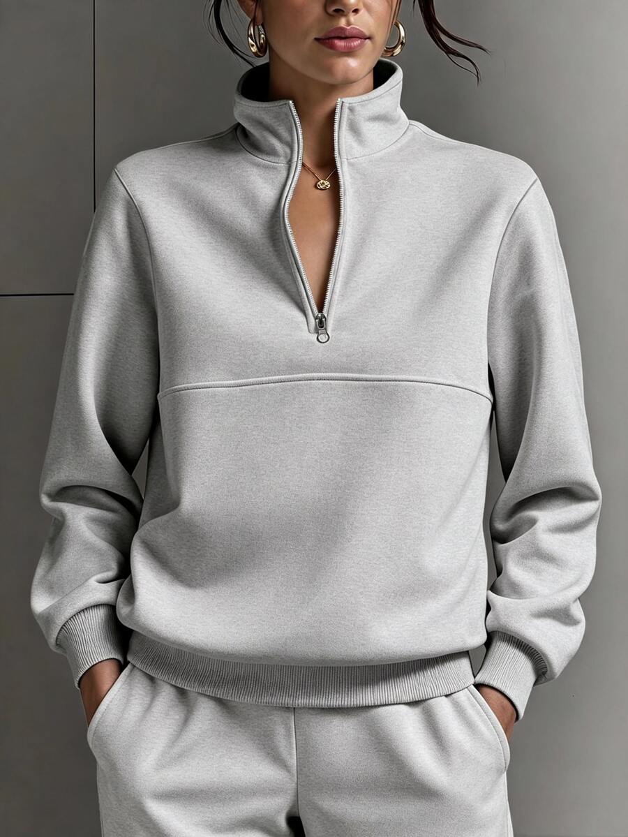 Half Zip Stand Collar Sweatshirt