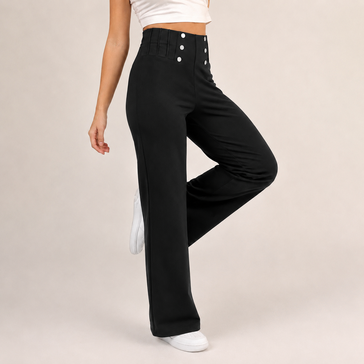 Decorative-Button Trousers
