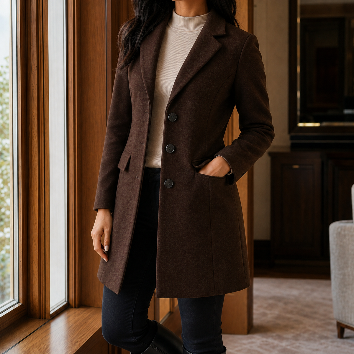 Fitted Flared Tailored Coat