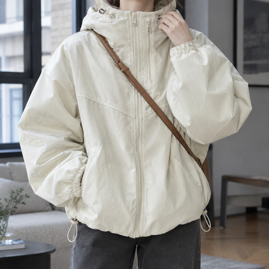 Cropped Relaxed Hooded Jacket