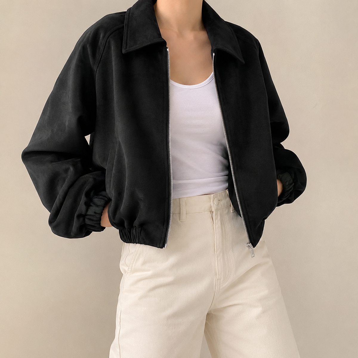 Cropped Oversized Collar Jacket
