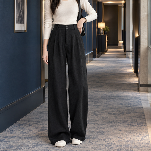 Pleated High Rise Wide Leg Pants