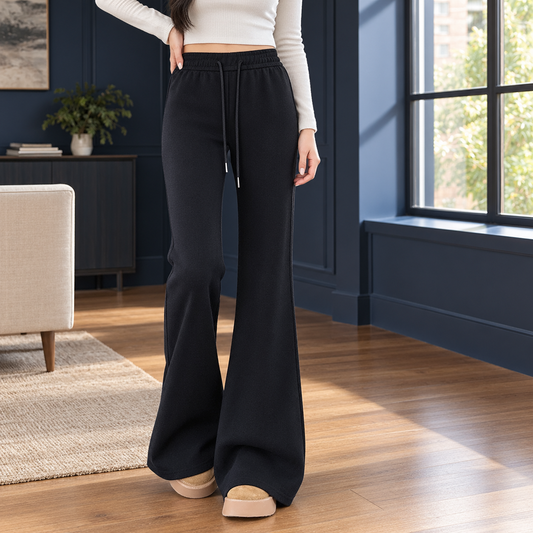 High Waisted Drawstring Flared Pants