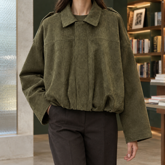 Cropped Oversized Bomber Jacket