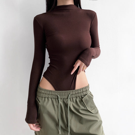 Mock Neck Ribbed Bodysuit