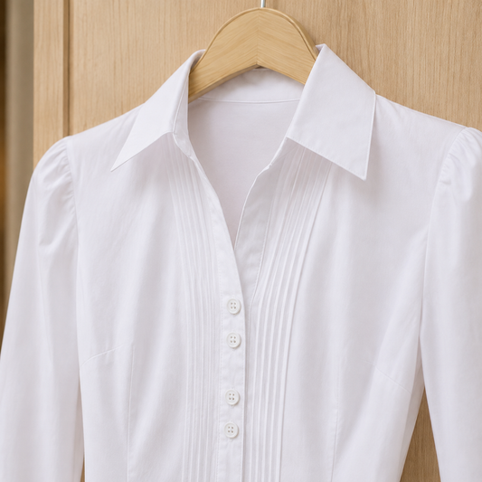 Collared Pleated Shirt Bodysuit