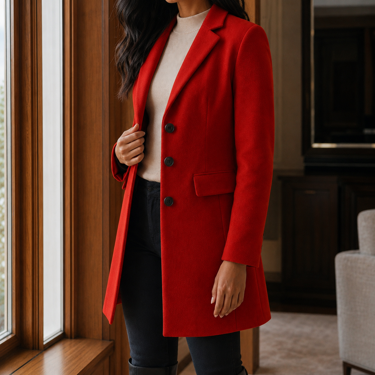 Fitted Flared Tailored Coat