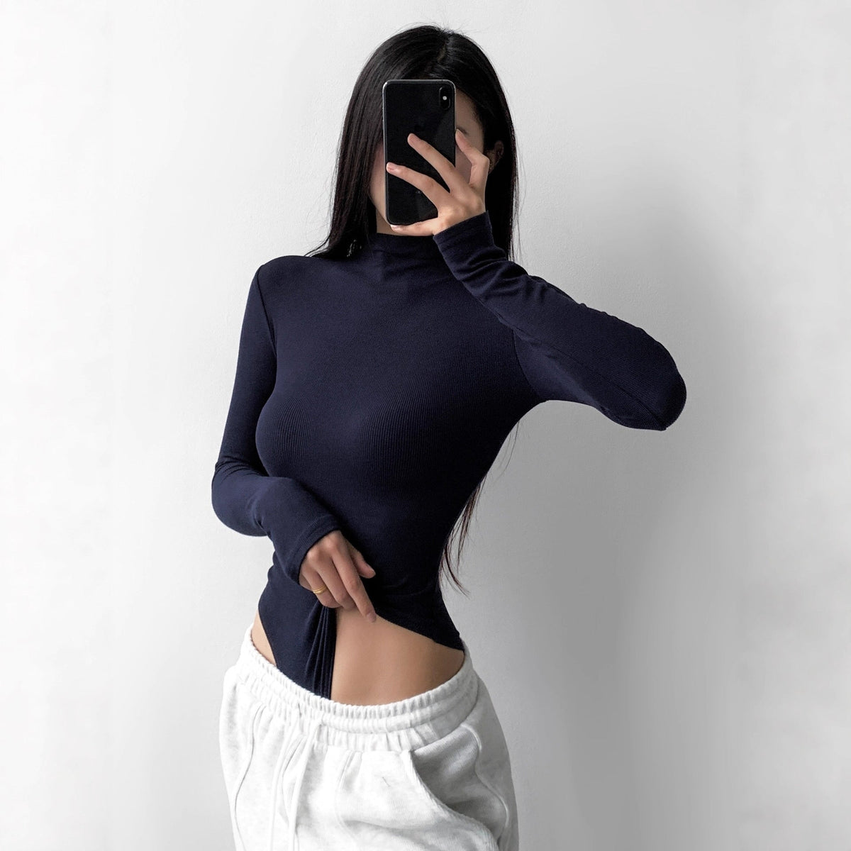 Mock Neck Ribbed Bodysuit