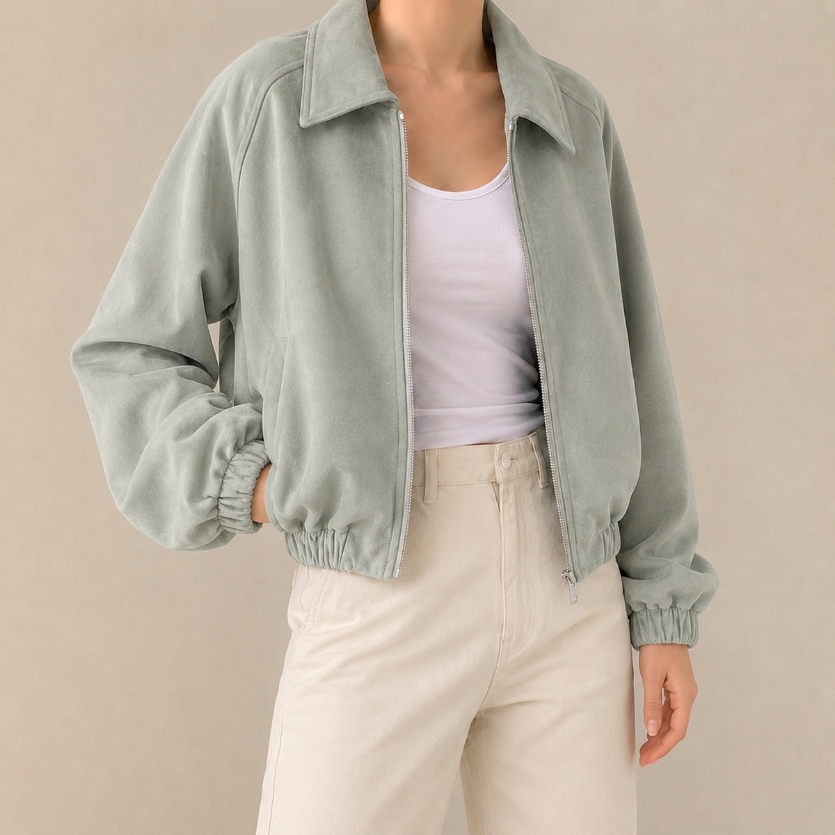 Cropped Oversized Collar Jacket
