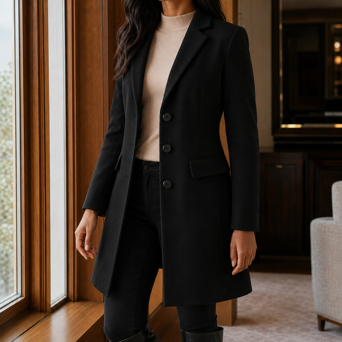Fitted Flared Tailored Coat