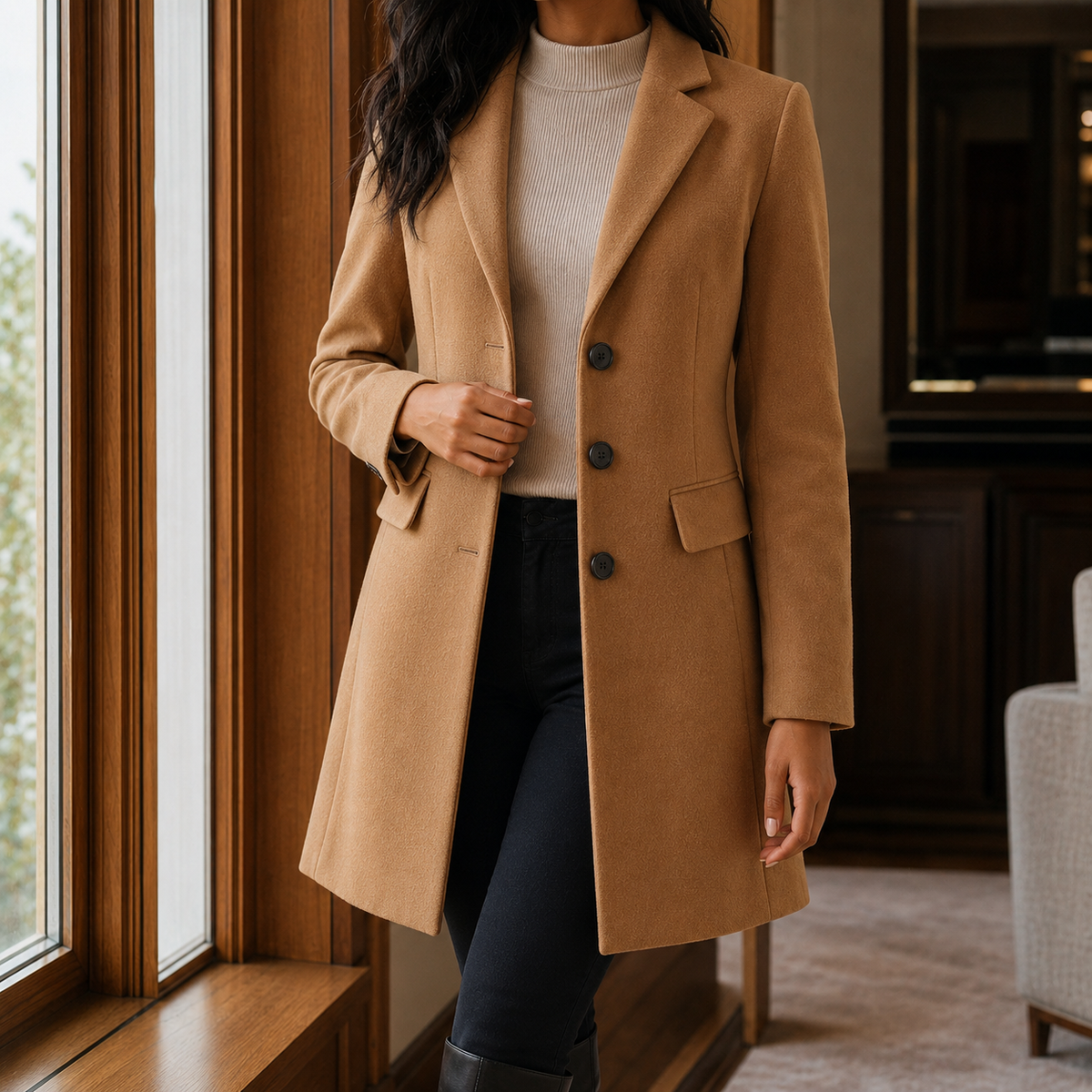 Fitted Flared Tailored Coat