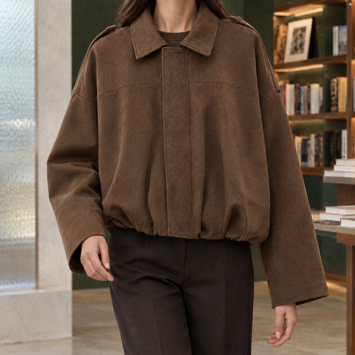 Cropped Oversized Bomber Jacket