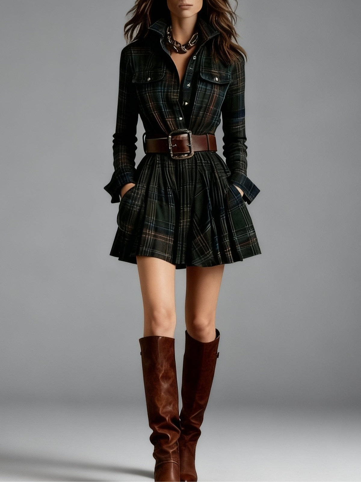 Checked Mini Dress
