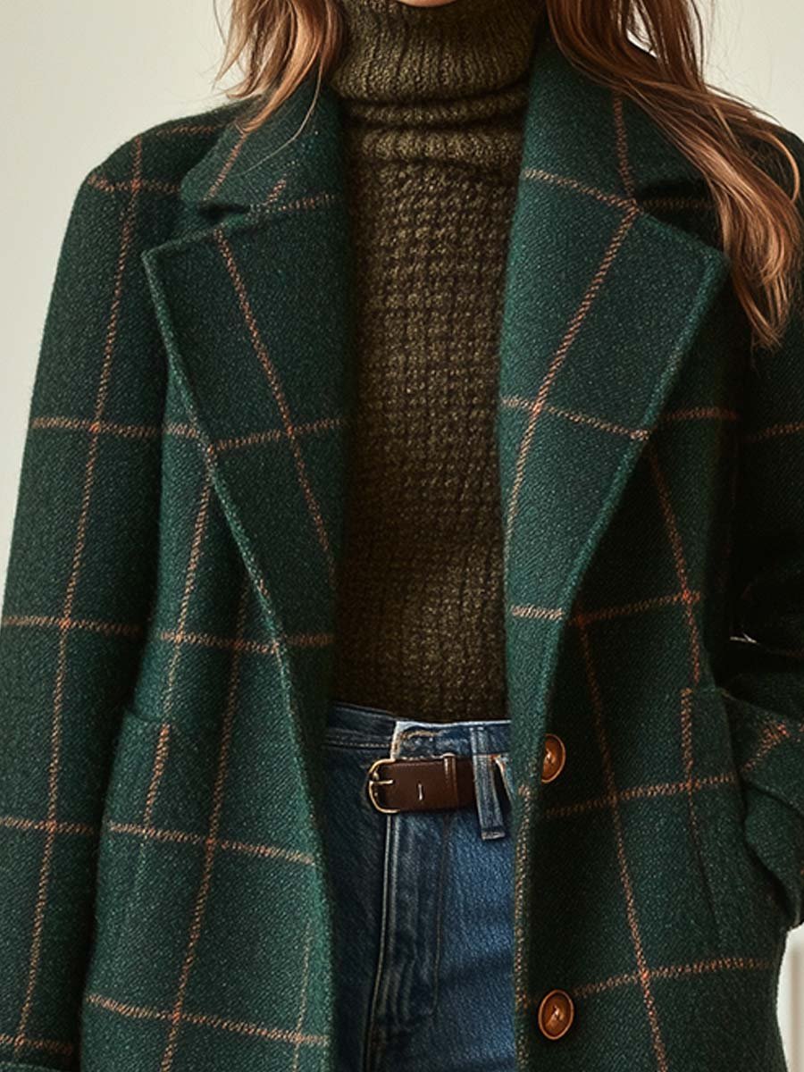 Plaid Button-Front Jacket