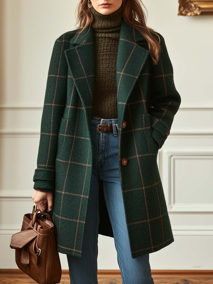 Plaid Button-Front Jacket