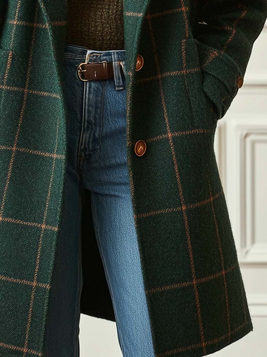 Plaid Button-Front Jacket